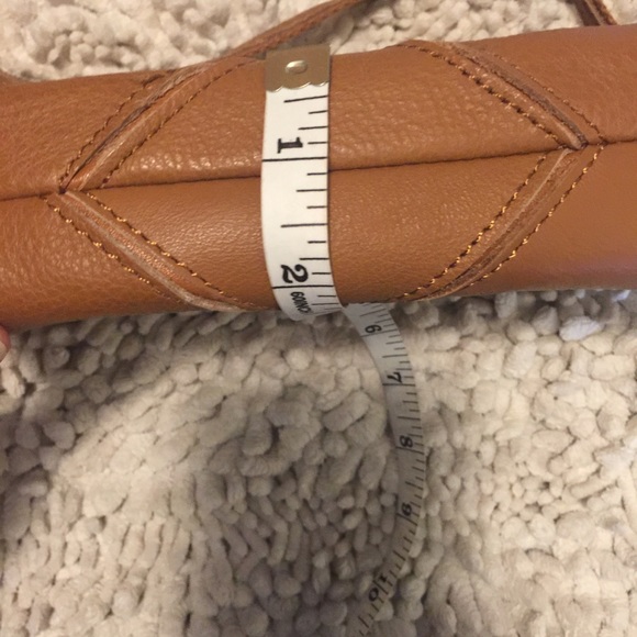 Leather Camel Colored Patchwork Crossbody Bag - Picture 5 of 5